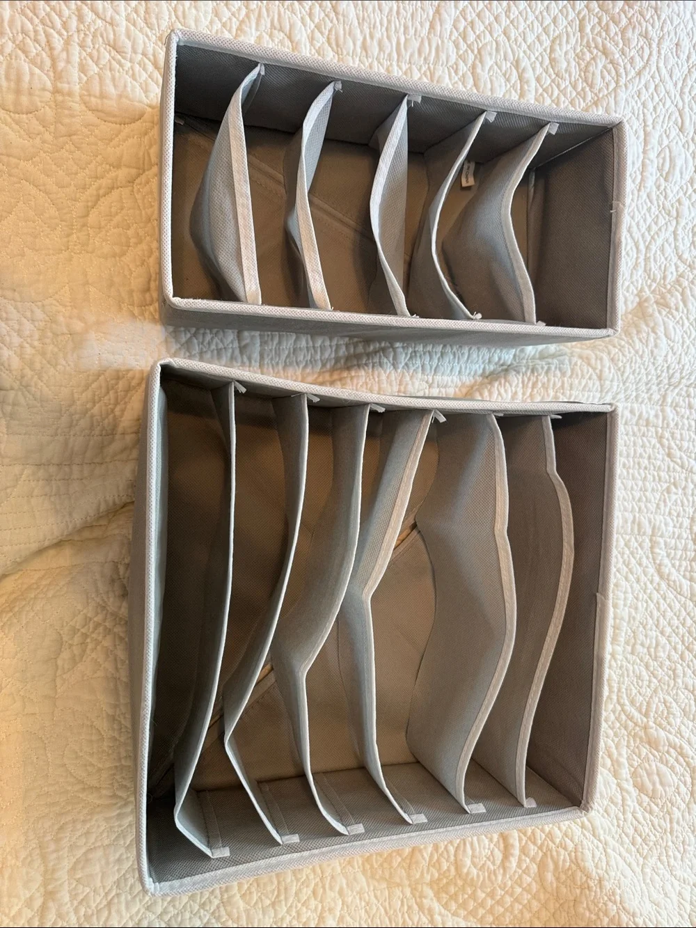 12 x 15 inch Gray Fabric Drawer Organizers - 2-Pack